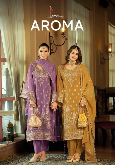 Aroma By Eba Soft Organza Embroidery Readymade Salwar Suits
